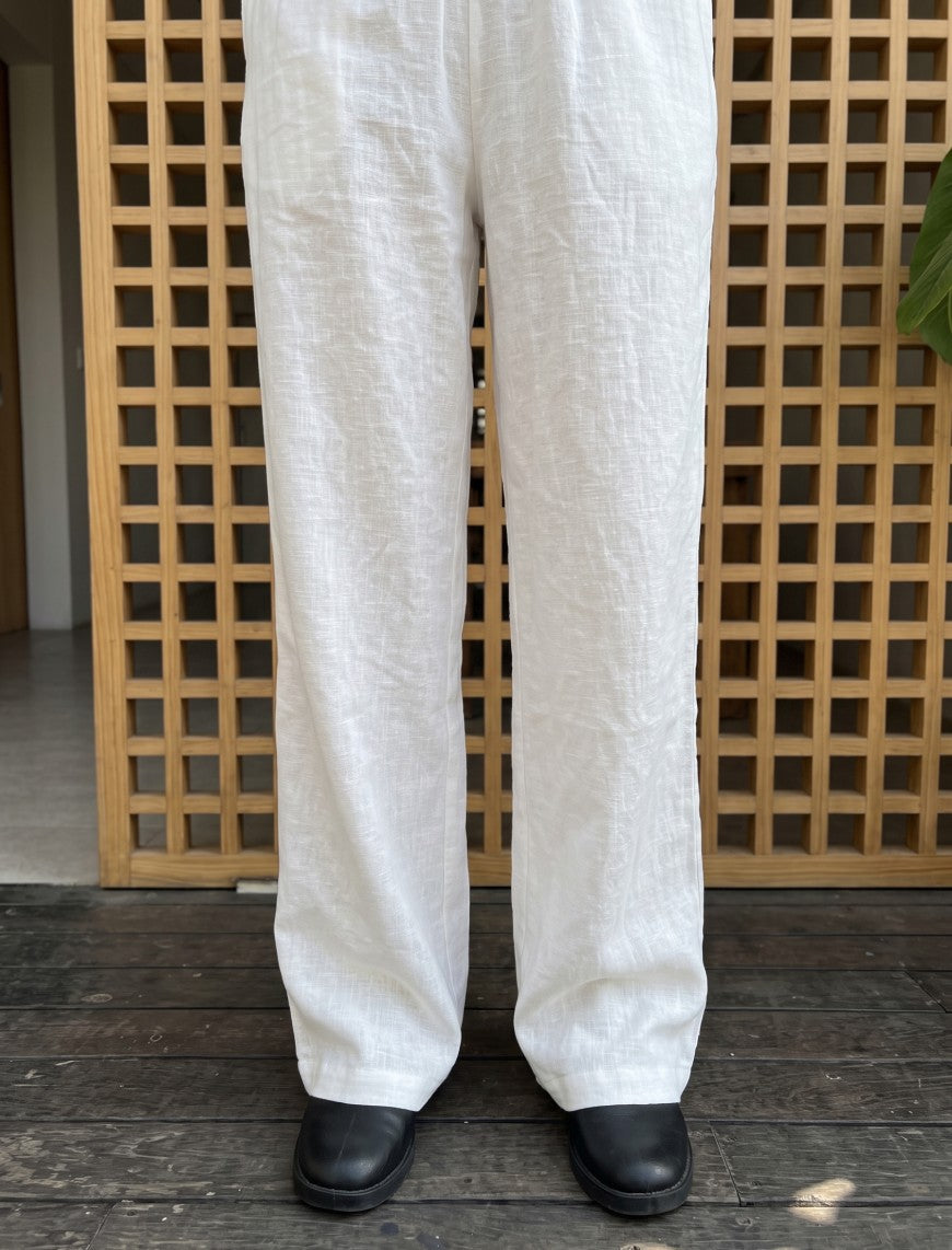 Cotton Linen Trouser - White
