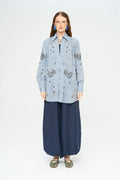 Beaded Oversize Shirt - Anthracite - Grey