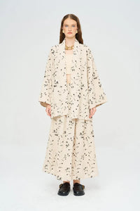 Floral Embroidered and Sequined Kimono - Black