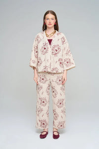 Shirt with Floral Embroidery and Sequin Details - Skin