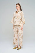 Shirt with Floral Embroidery and Sequin Details - Skin