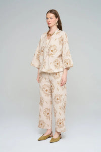 Shirt with Floral Embroidery and Sequin Details - Skin