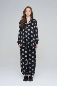 Rose Pattern Oversize Women's Shirt - Black
