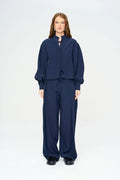 Striped Linen Blend Short Shirt - Blue