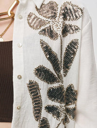 Women's Oversize Sequin Shirt - White