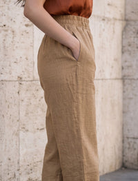 Cotton Linen Trouser - Brown