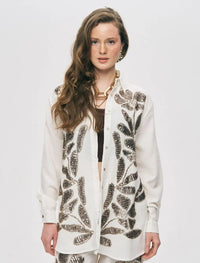 Women's Oversize Sequin Shirt - White