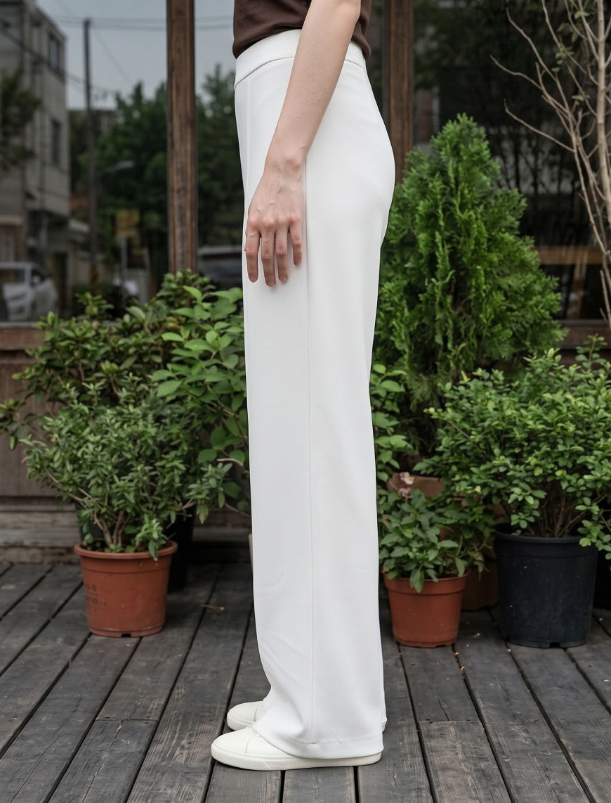 Cotton Blended Jersey Trouser - White