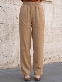 Cotton Linen Trouser - Brown