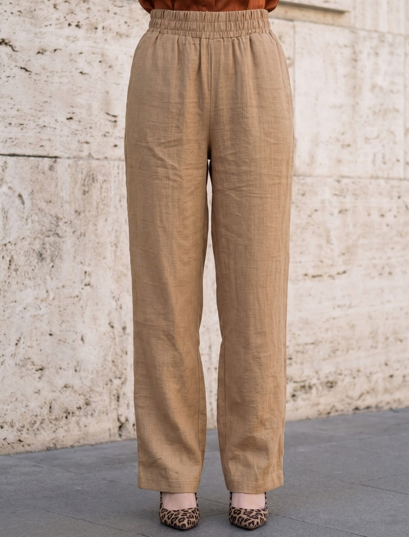 Cotton Linen Trouser - Brown