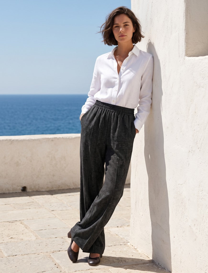 Cotton Linen Trouser - Black