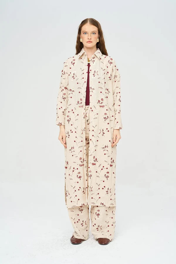 Bohemian Style Maxi Dress with Floral Embroidery and Sequins - Skin