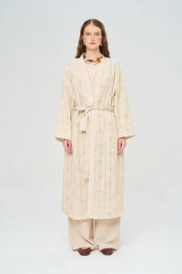 Beaded Kimono and Tank Top Set with Belt - Skin