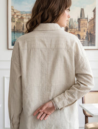 Oversize Shirt with Stone Work and Sequin Details - Skin
