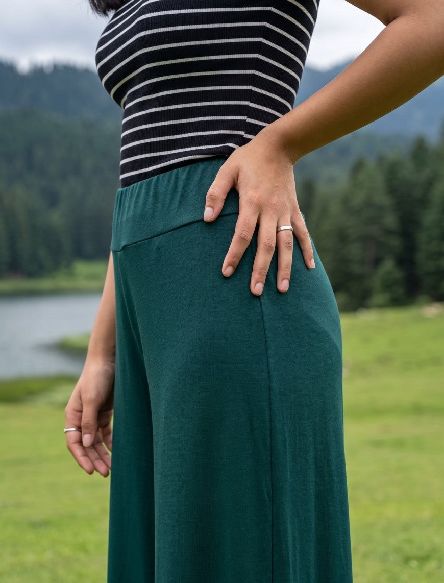 Cotton Blended Jersey Trouser - Green