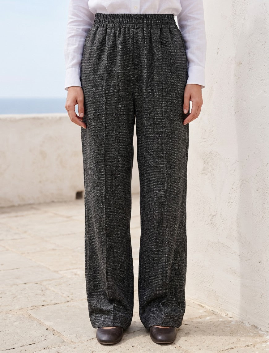 Cotton Linen Trouser - Black