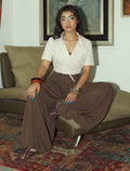 Cotton Collar tie Top - White