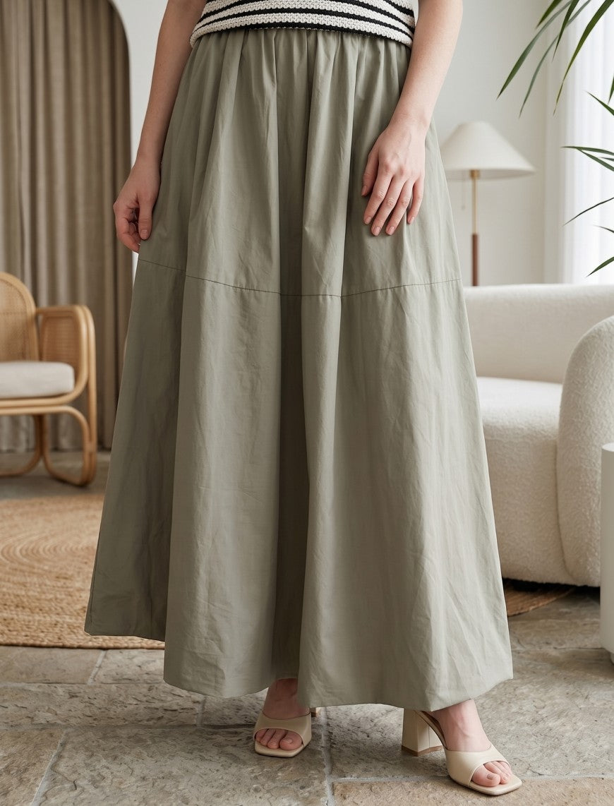 Cotton Linen Skirt - Green