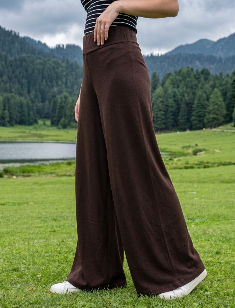 Cotton Blended Jersey Trouser - Brown