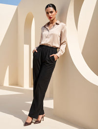 Cotton Linen Trouser - Black