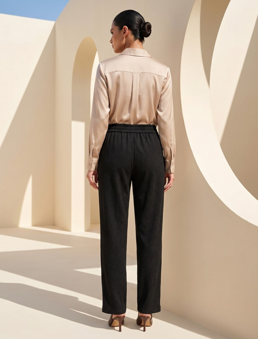 Cotton Linen Trouser - Black