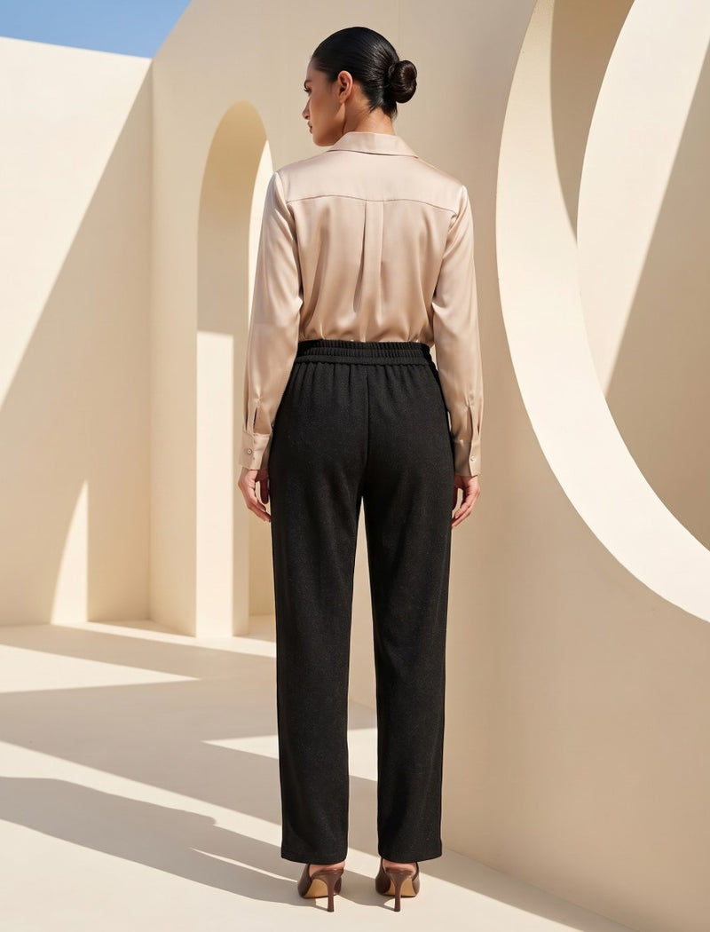 Cotton Linen Trouser - Black