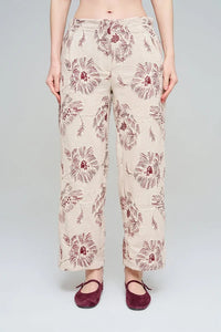 Wide-Leg Trousers with Floral Embroidery and Sequin Details - Skin