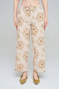 Wide-leg trousers with floral embroidery and sequin details, Skin