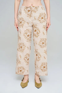 Wide-leg trousers with floral embroidery and sequin details, Skin