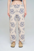 Wide-Leg Trousers with Floral Embroidery and Sequin Details - Skin