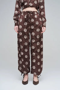Orfeonegro Rose Patterned Draped Women's Trousers - Brown