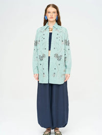 Beaded Oversize Shirt - Green