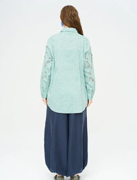 Beaded Oversize Shirt - Green