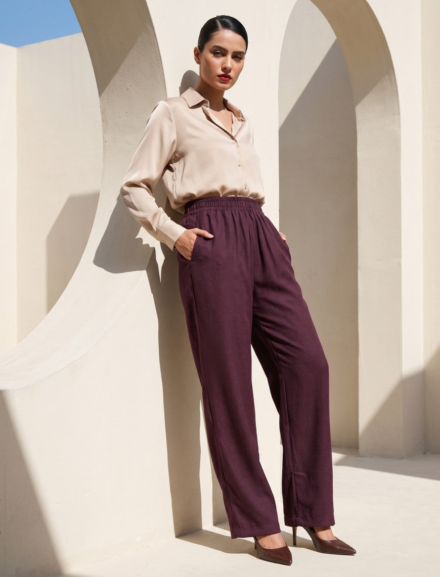 Cotton Linen Trouser - Purple