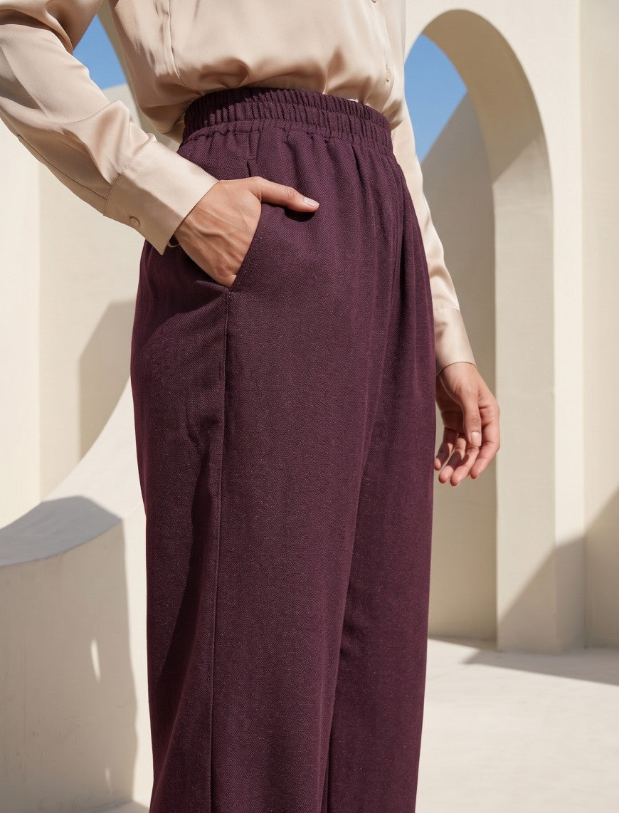 Cotton Linen Trouser - Purple