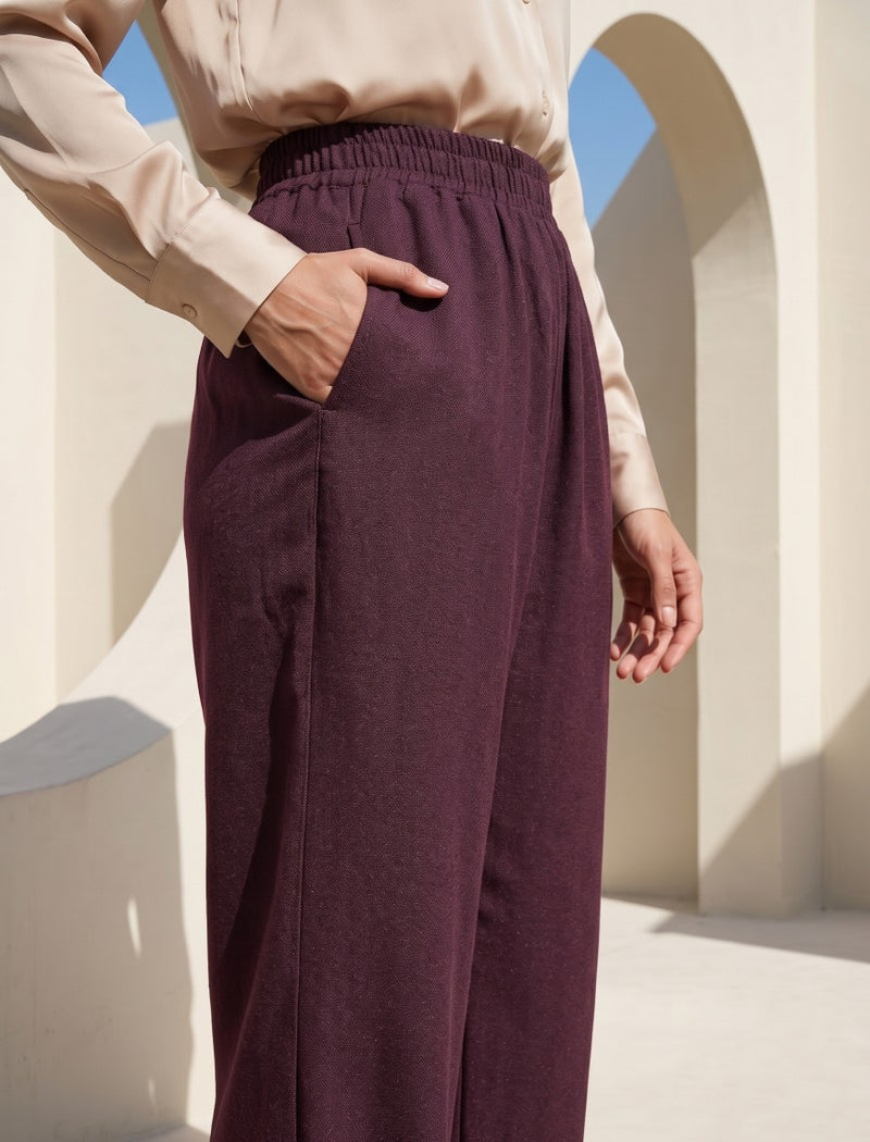 Cotton Linen Trouser - Purple
