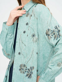 Beaded Oversize Shirt - Green