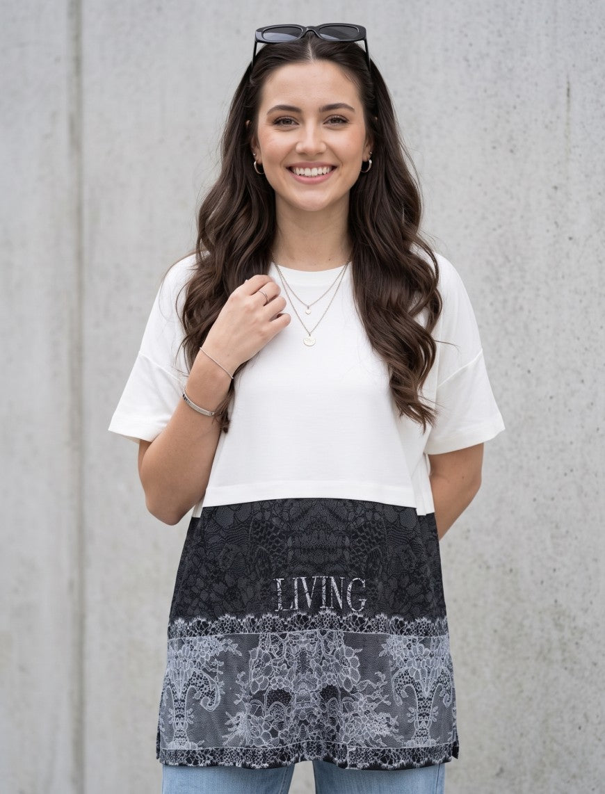 Round Neck T-Shirt - Black & White