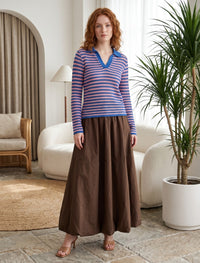 Cotton Linen Skirt - Brown