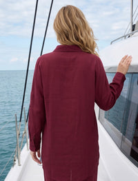 Shirt with Floral Embroidery and Stone Work Details - Maroon