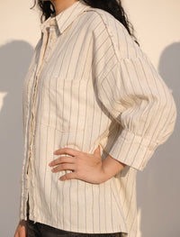 Indigo Cotton Linen Women's Shirt - Skin
