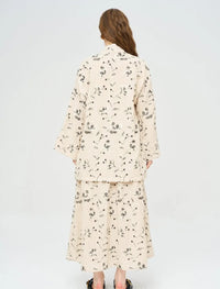 Floral Embroidered and Sequined Kimono - Black