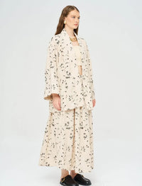 Floral Embroidered and Sequined Kimono - Black