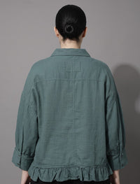 Indigo Cotton Linen Women's Shirt - Green