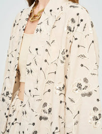 Floral Embroidered and Sequined Kimono - Black