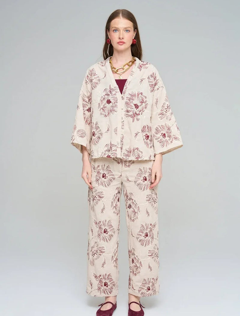 Shirt with Floral Embroidery and Sequin Details - Skin