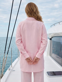 Oversize Stone Embellished Shirt - Pink
