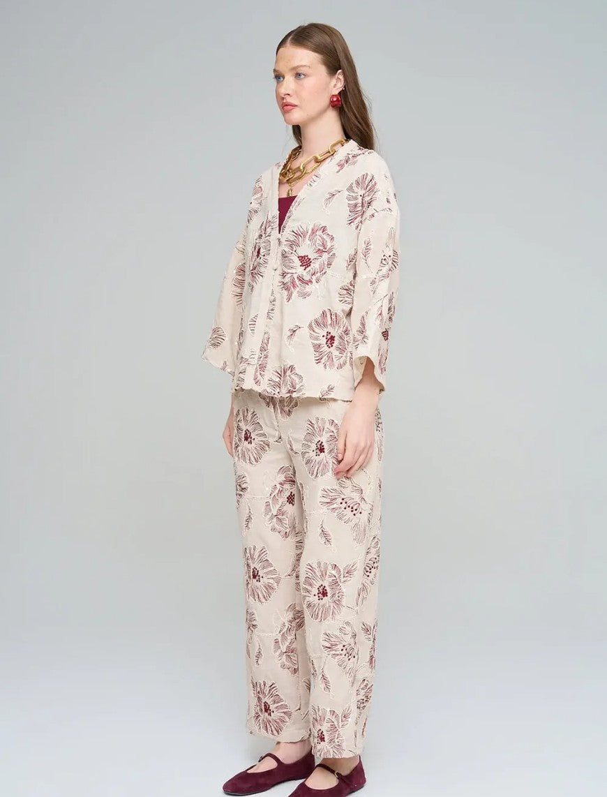 Shirt with Floral Embroidery and Sequin Details - Skin