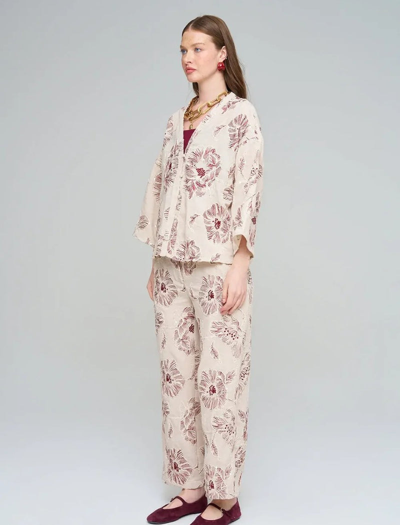 Shirt with Floral Embroidery and Sequin Details - Skin