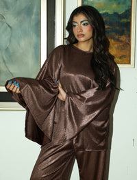 Moonlight Draped Co-ord Set - Brown